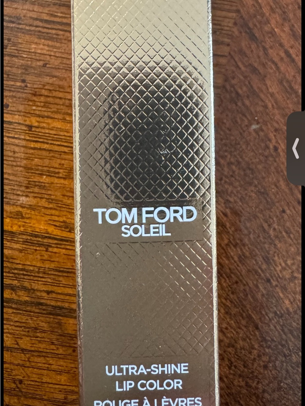 Tom Ford Soleil Ultra-Shine Lip Color — Metallic Gold Packaging